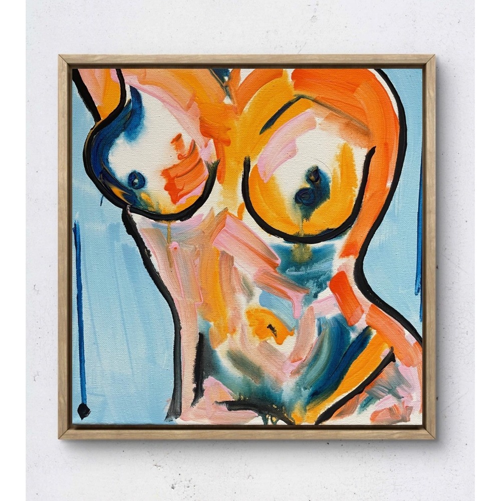 OMAN Original Figurative Girl Body Painting 12x12 Canvas Art Neo Expressionist